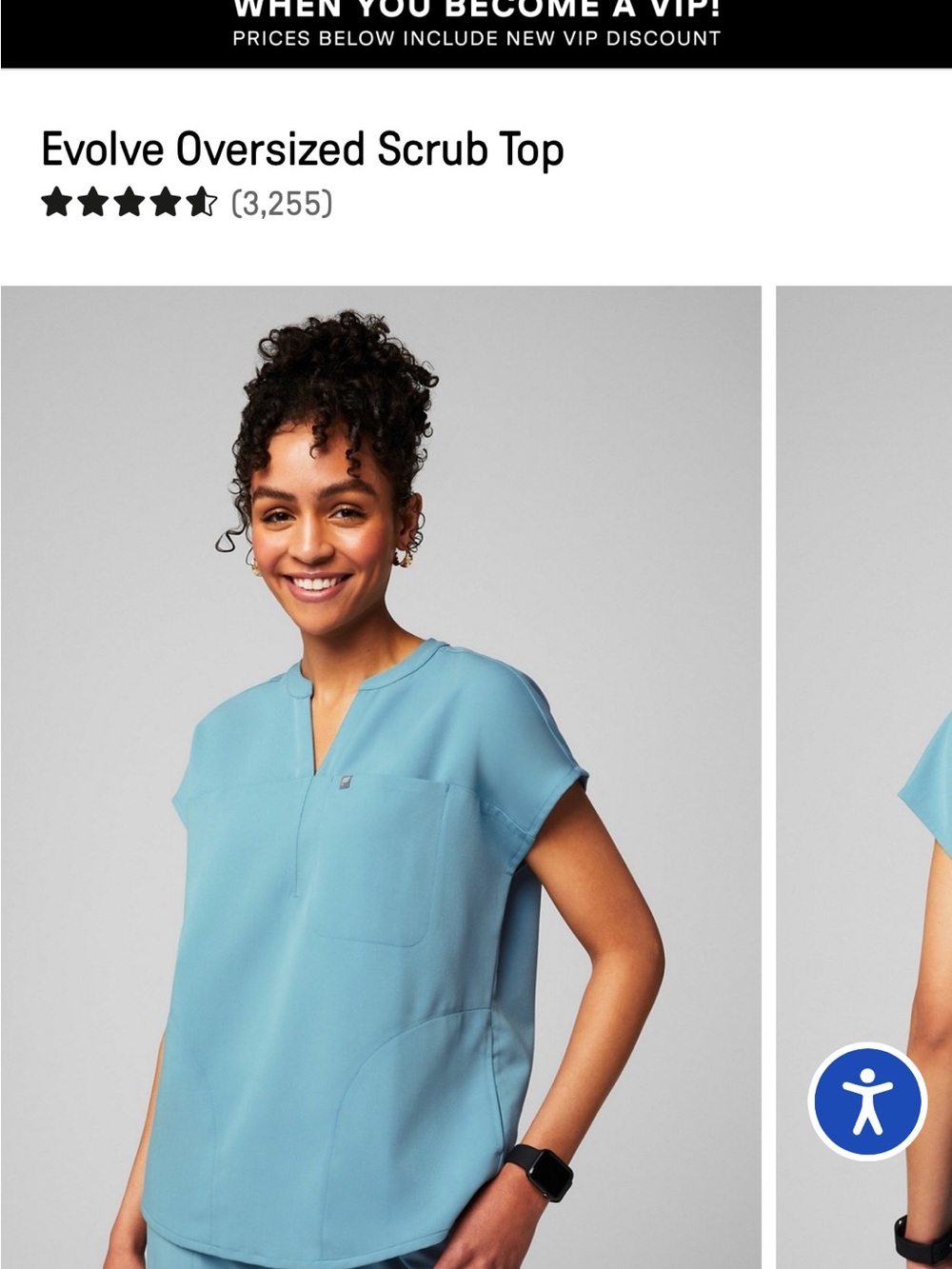 Fabletics Evolve Oversized Scrub Top - Light Blue